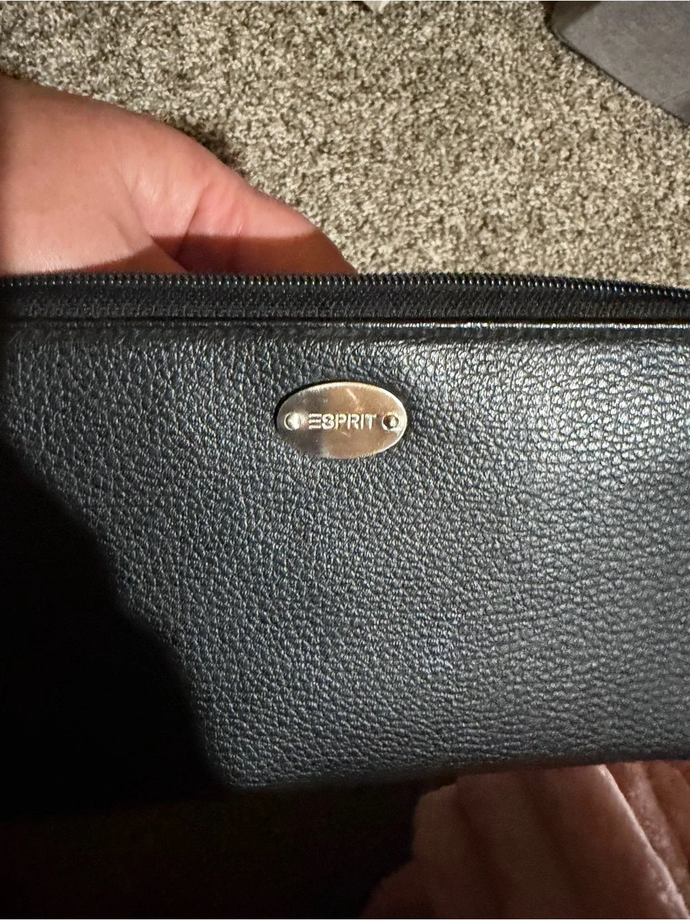 Black Leather Esprit Wallet  with Metal Plaque